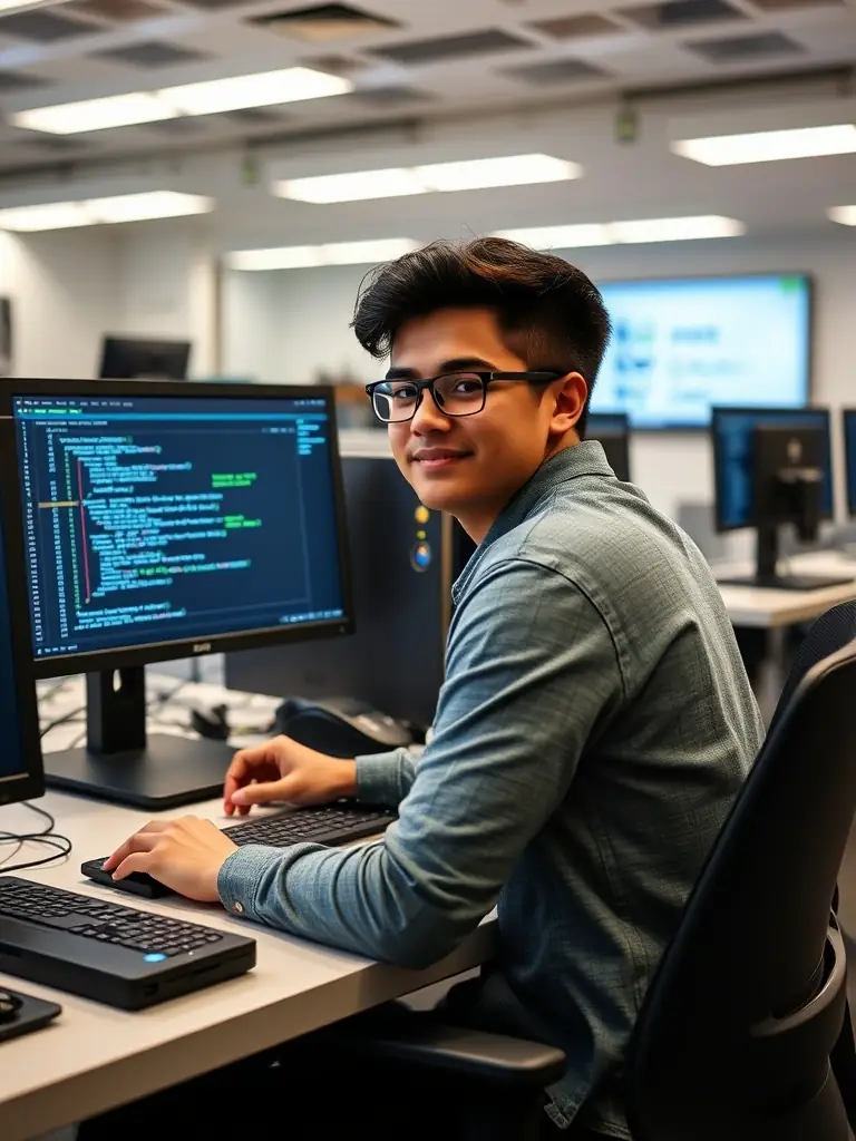 A student analyzing data analytics dashboards, gaining insights into campaign performance, in a Stell Tech Academy data analytics lab.